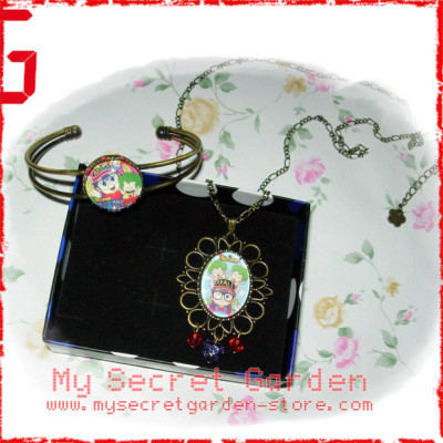 Dr. Slump スランプ Arale-Chan anime Cabochon Bronze Necklace and Bracelet Set